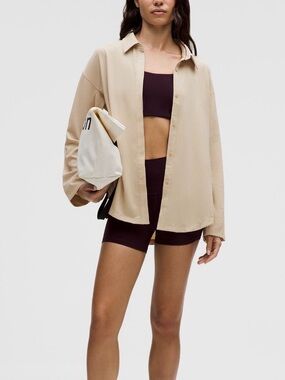 Lululemon Long Button-Front Shirt in Mojave Tan